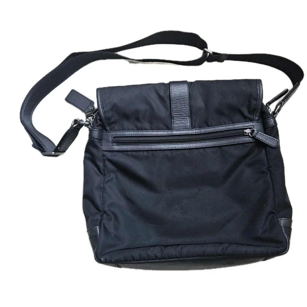Vintage Coach Black Nylon & Leather Trim Messenger Bag - Picture 4 of 16